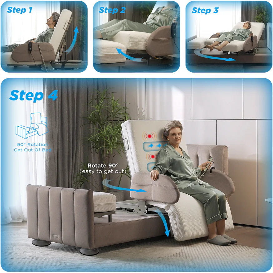 StarSleep Orin Smart Rotating Bed with Mattress for Seniors & Home Care