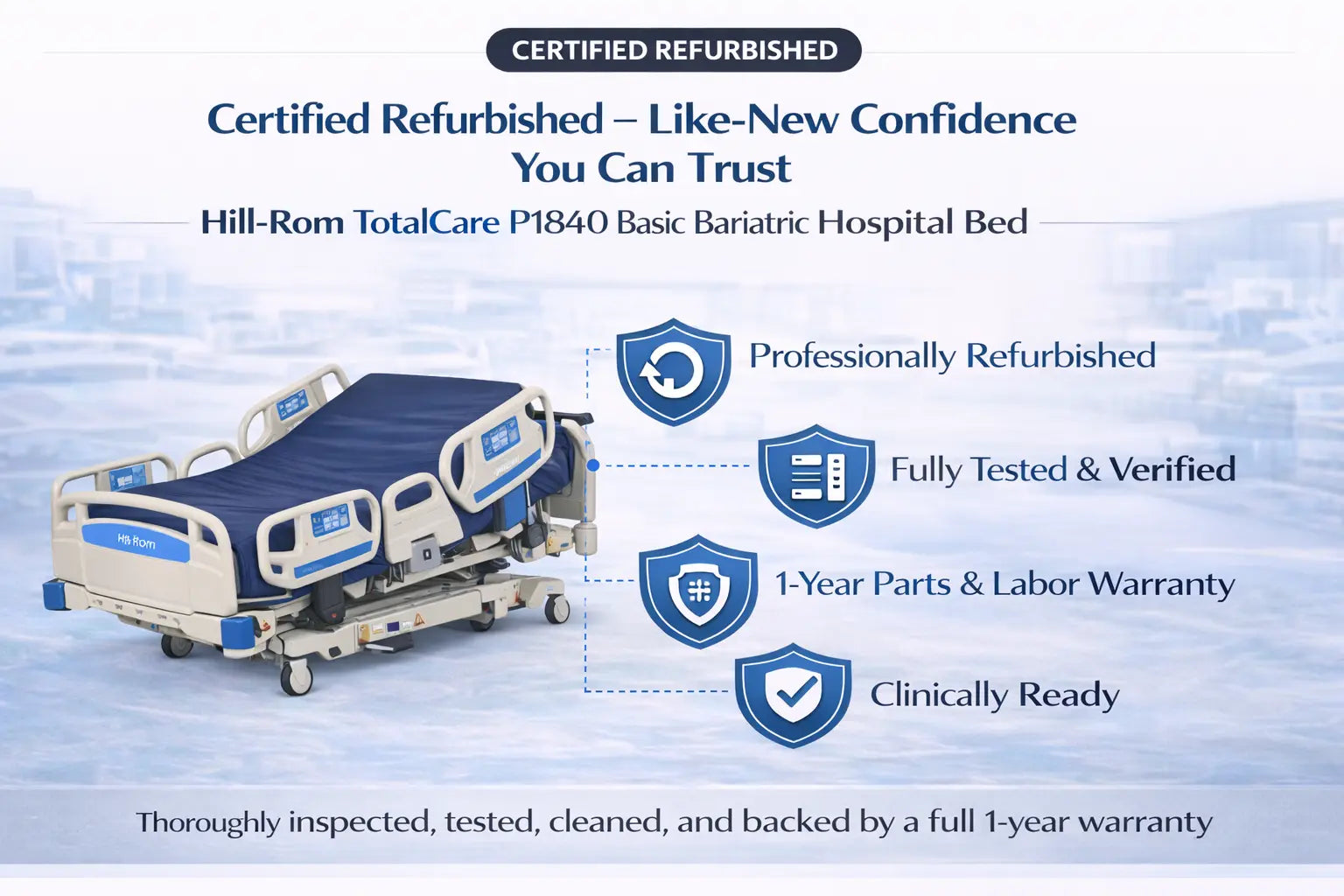 Hill-Rom TotalCare P1840 Basic Bariatric Hospital Bed (Certified Refurbished)
