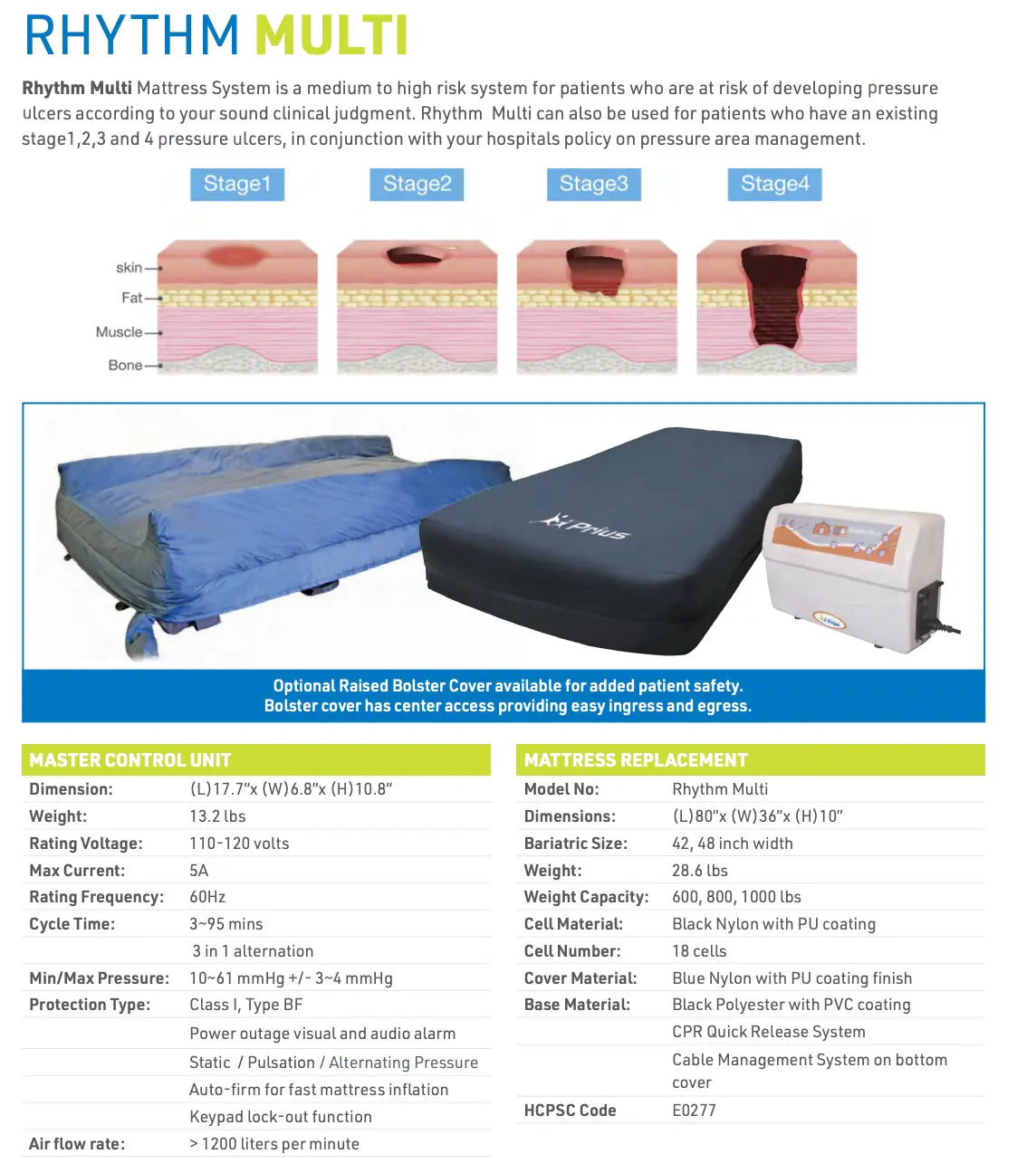 Prius Rhythm Multi Mattress System – Low Air Loss, Alternating Pressure & Pulsation