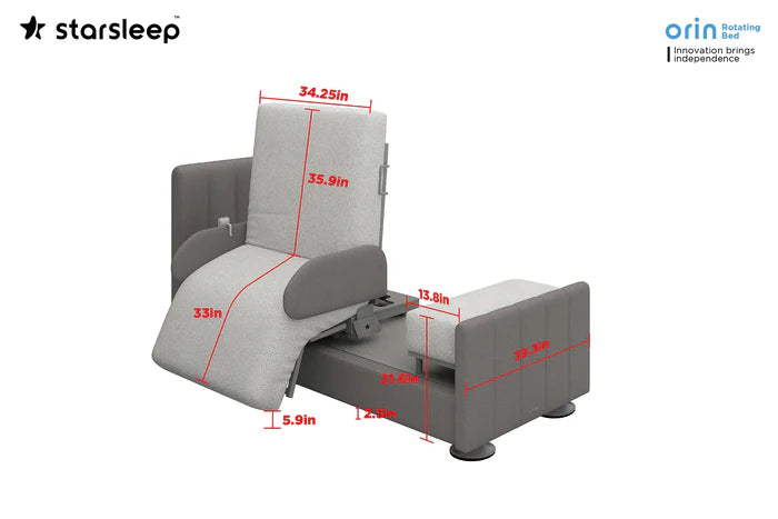 StarSleep Orin Smart Rotating Bed with Mattress for Seniors & Home Care